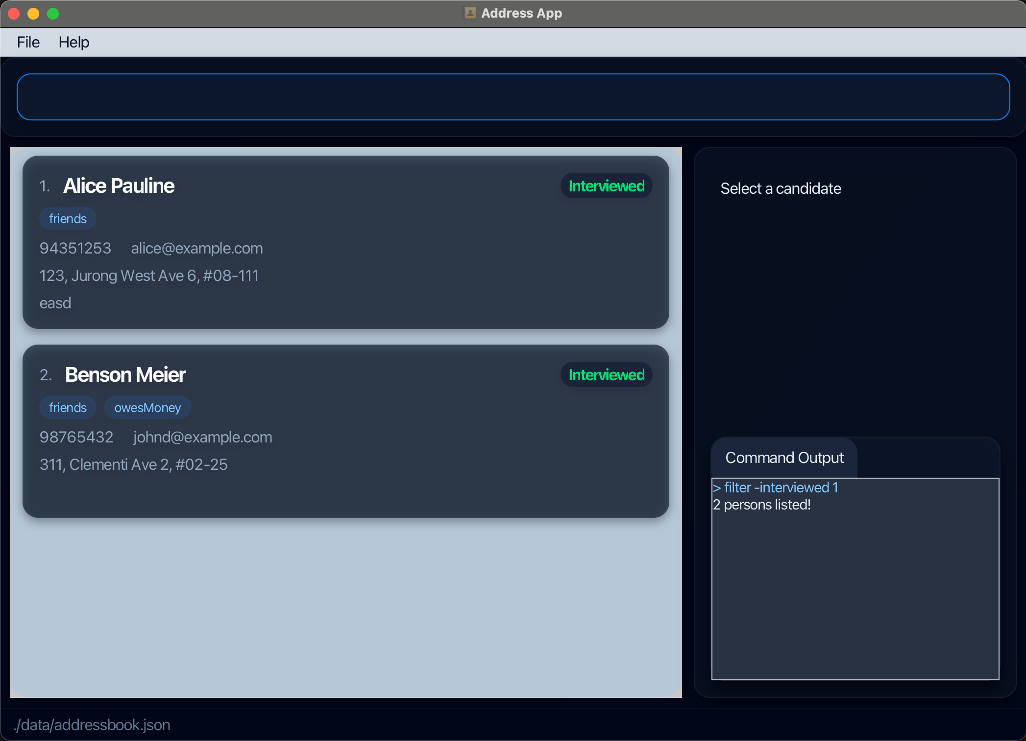 result for 'filter -interviewed 1'